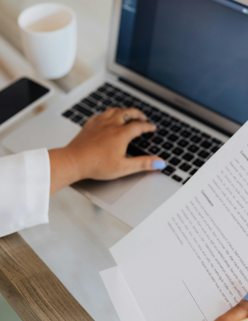 Uploading documents on laptop
