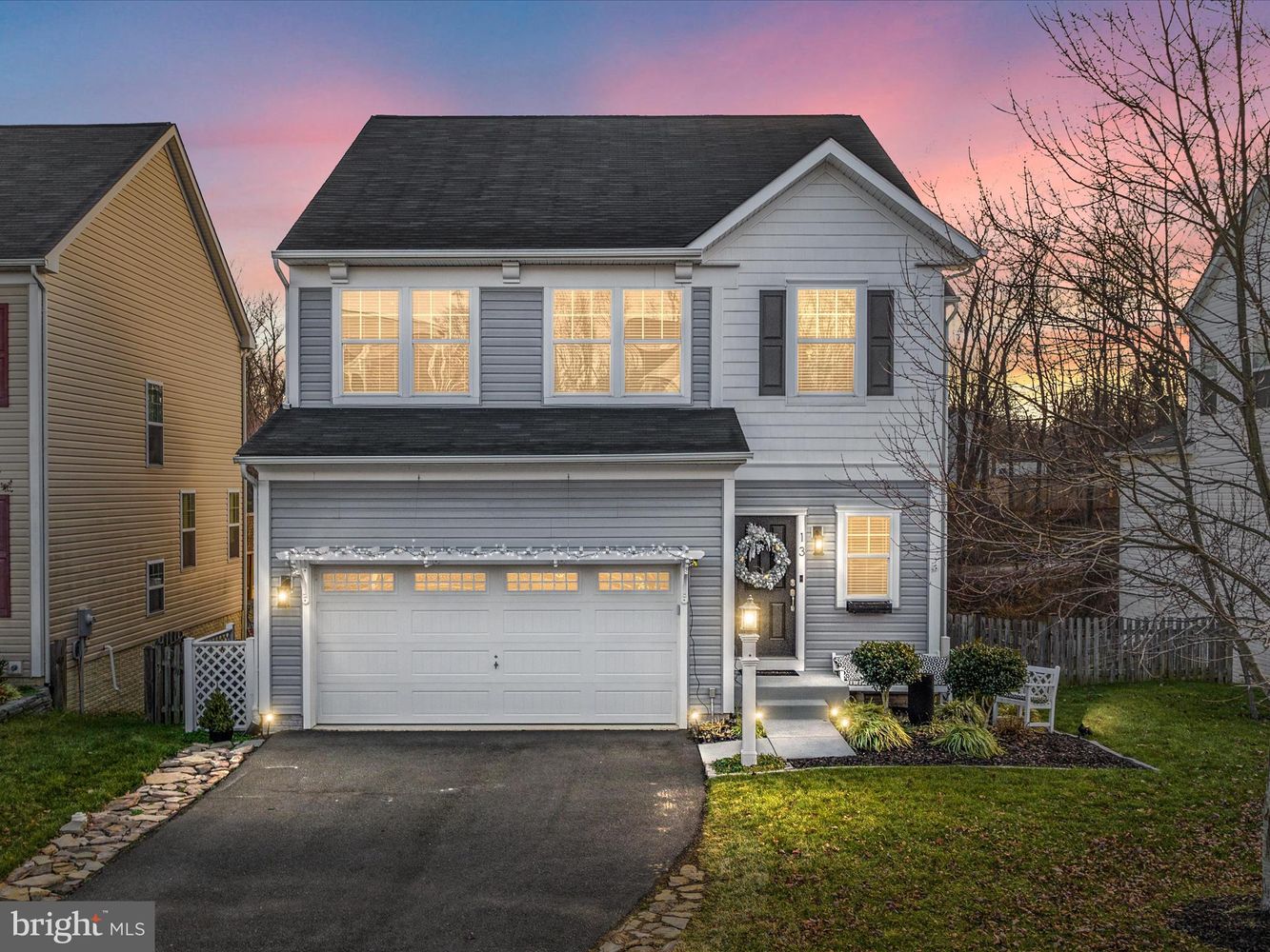 Two story home in the evening