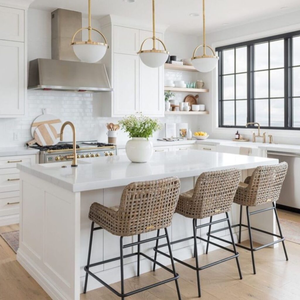 Kitchen island and chairs is where a conversation starts about the rules for a VA home loan
